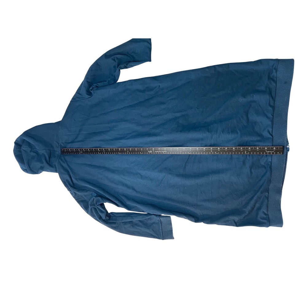 Grace Karin Womens Longline Zip Up Hoodie Teal Blue Long Sleeve Jacket Size L - Picture 4 of 5